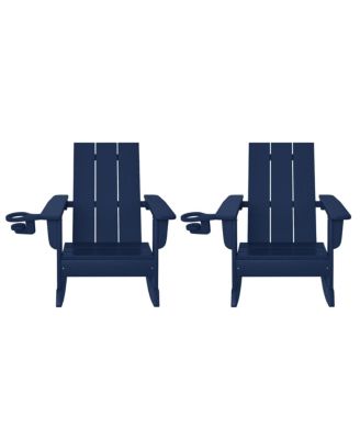 Outdoor HDPE Plastic Preschool Toddler Modern Adirondack Rocking Chairs  Set of 2