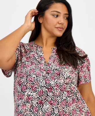 Plus Size Tulip-Sleeve Knit Top