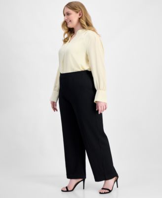 Plus Size Textured Pull-On Pants