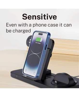 Vertical wireless charger, 6-in-1 fast wireless charging station, upgraded integrated folding, suitable for iPhone 16/15/14/13, Apple Watch Ultra/9/8