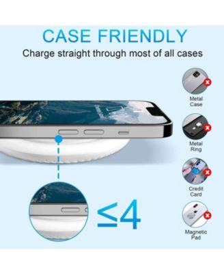 Round desktop wireless charger, 15W maximum fast wireless charging pad, compatible with i-Phone 14, for Apple Huawei wireless charging,White