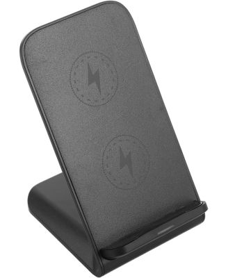 15w fast charging stand dual coil wireless charger, desktop mobile phone vertical wireless charger for desktop vertical and placement, black