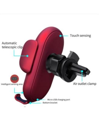 Infrared induction induction car wireless charger, new upgraded smart car wireless charger mobile phone holder for all mobile phones (red)