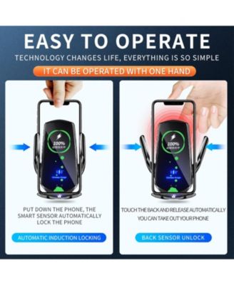 Wireless car charger, car induction, 15W wireless charger, car vent mounting bracket, fast charging,vent phone holder, silver