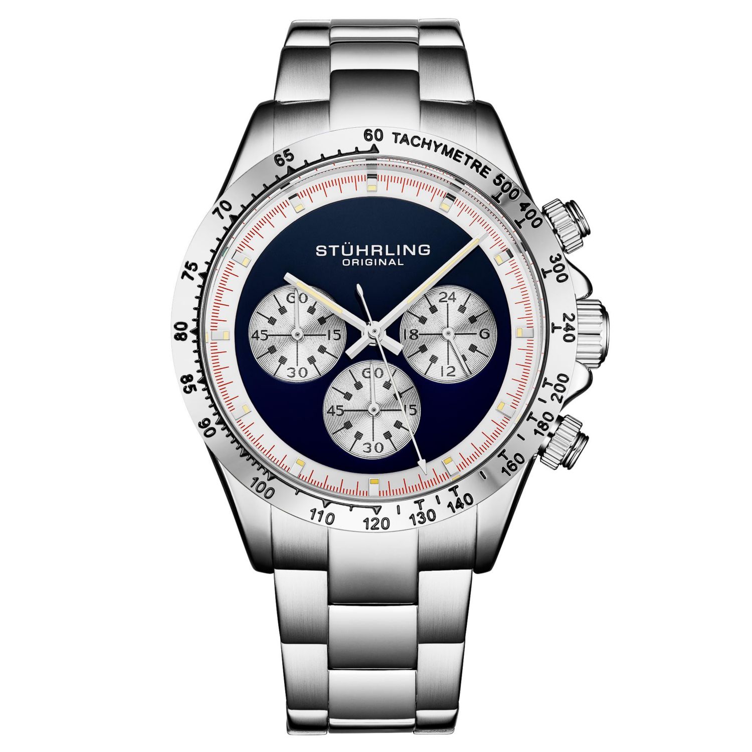 Chronomark 4066 Men’s Quartz Chronograph Watch with Screw-Down Crown, Textured Dial & Stainless Steel Bracelet