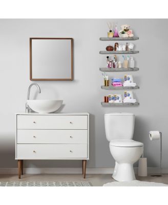 5 Pack 16 Inch Long Floating Wall Shelves for Bedroom, Decor, Kitchen, Living Room - for Trophies, Frames, Bookshelf