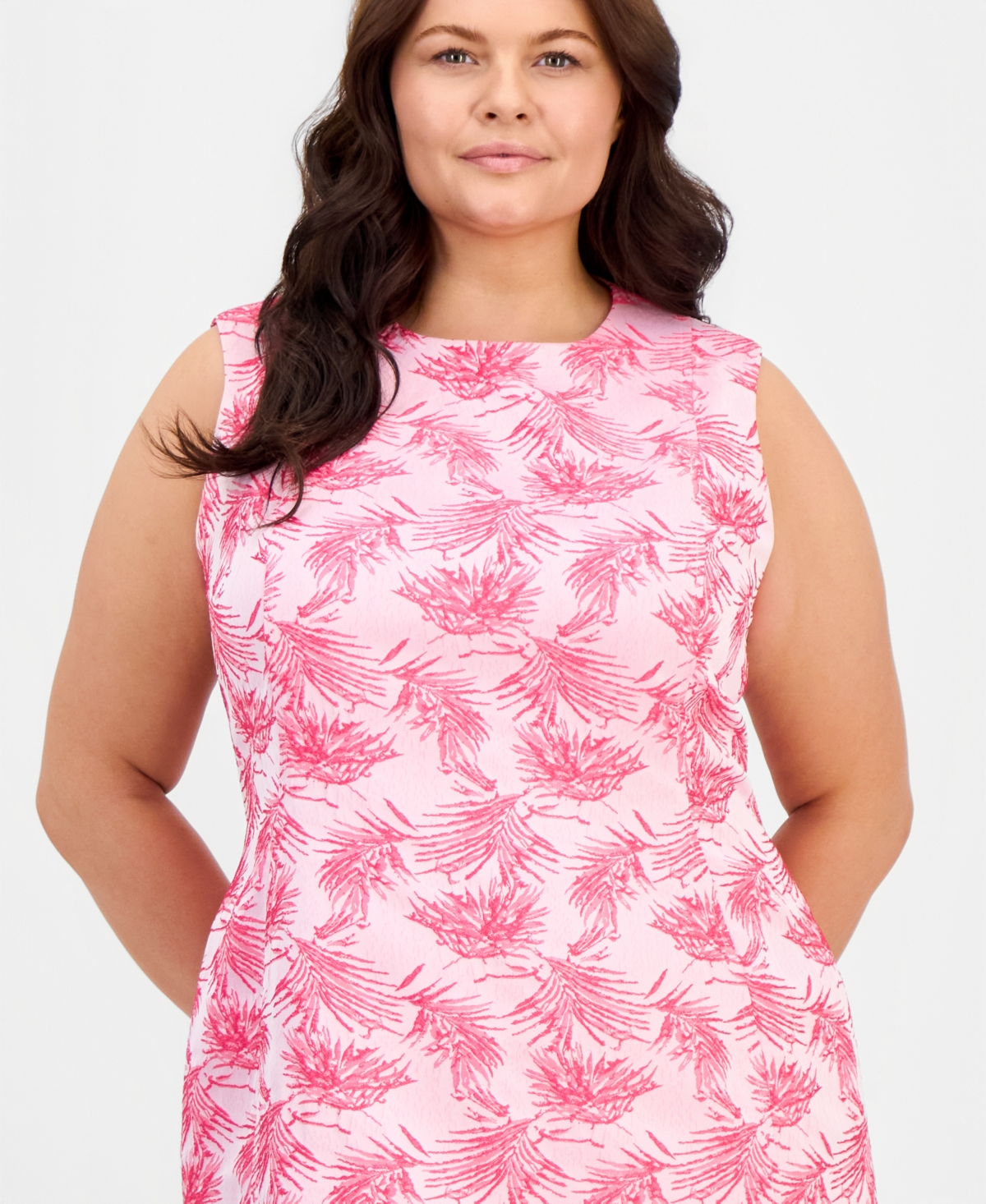 Kasper Plus Sleeveless Jacquard Sheath Dress
