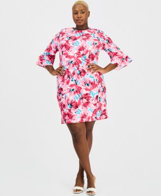 Plus Size Floral 3/4-Sleeve Sheath Dress