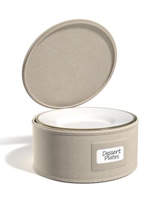 China Storage Containers – Dinnerware Organizer for Salad Plates with Lid (Holds Service for 12) with Felt Protectors – 8.5 x 5.5