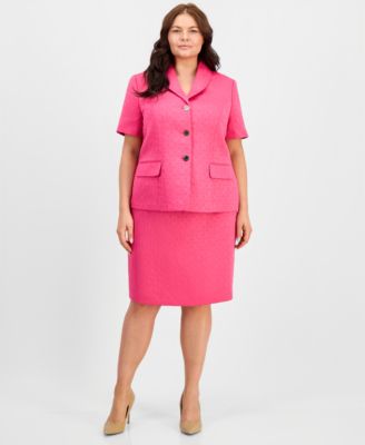 Plus Size Short-Sleeve Circle Jacquard Jacket