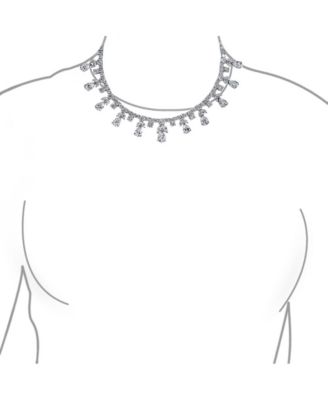  Teardrop CZ Spray Collar Statement Necklace & Chandelier Earrings Jewelry Set