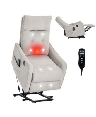 Chenille Power Lift Recliner Chair 155° Recliner with Massage Heat USB for Indoor Elderly
