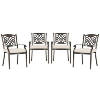 Set of 2 Outdoor Aluminum Swivel Rocker Dining Chairs with Cushions