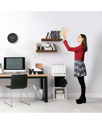 2 Pack 16 Inch Coastal Rectangle Floating Shelves - for Home Decor to Display Trophies, Books, Frames, and more