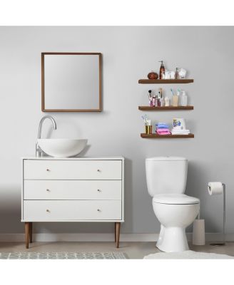 3 Pack 16 Inch Long Floating Wall Shelves for Bedroom, Decor, Kitchen, Living Room - for Trophies, Frames, Bookshelf