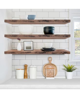 3 Pack (35"x9") Long Floating Wall Shelves for Bedroom, Decor, Kitchen, Living Room - for Trophies, Frames, Bookshelf