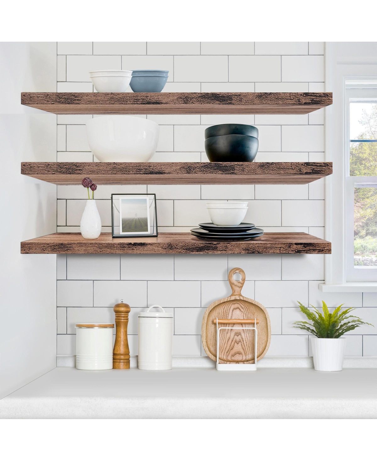 Sorbus 3 Pack (35"x9") Long Floating Wall Shelves for Bedroom, Decor, Kitchen, Living Room - for Trophies, Frames, Bookshelf