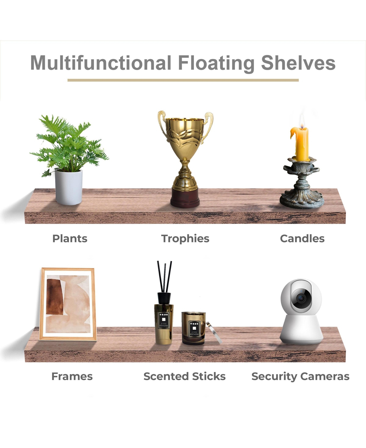 Sorbus 3 Pack (35"x9") Long Floating Wall Shelves for Bedroom, Decor, Kitchen, Living Room - for Trophies, Frames, Bookshelf