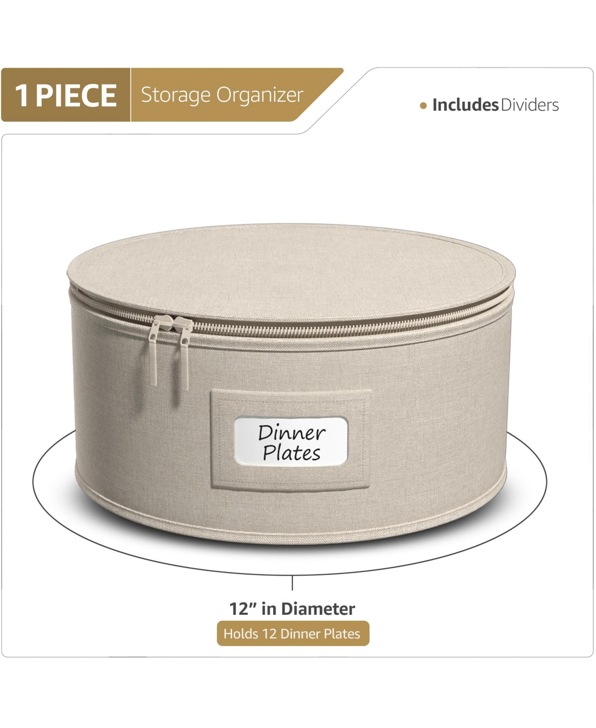 Sorbus China Storage Containers – Dinnerware Organizer for Dinner Plates with Lid (Holds Service 12) Felt Protectors 12 x 6.2