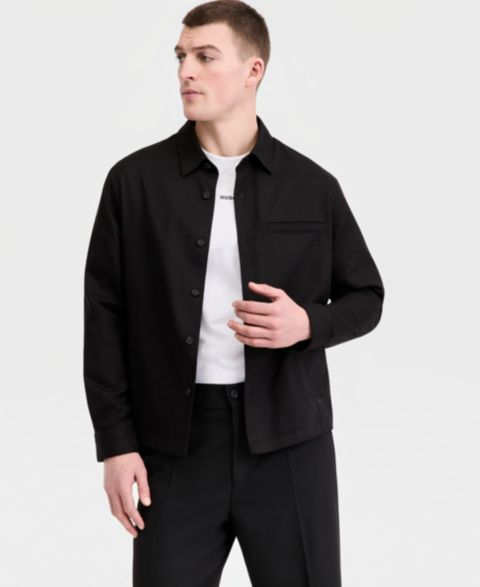 Мужская рубашка Hugo Boss HUGO by Enock Overshirt, цвет: Чёрный
