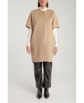 Women's Cashmere Short Sleeve Crew Neck Coat