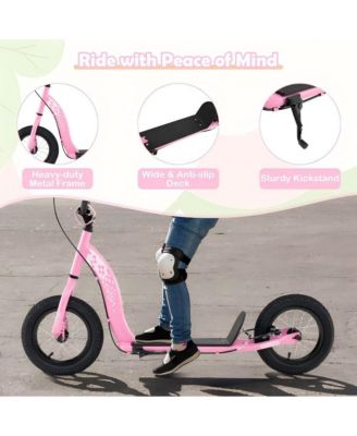 Adjustable Kick Scooter with Inflatable Tires and Rear Brake