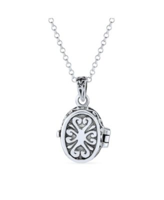 Religious Cross Prayer Box Locket Necklace Pendant Holder Sterling Silver