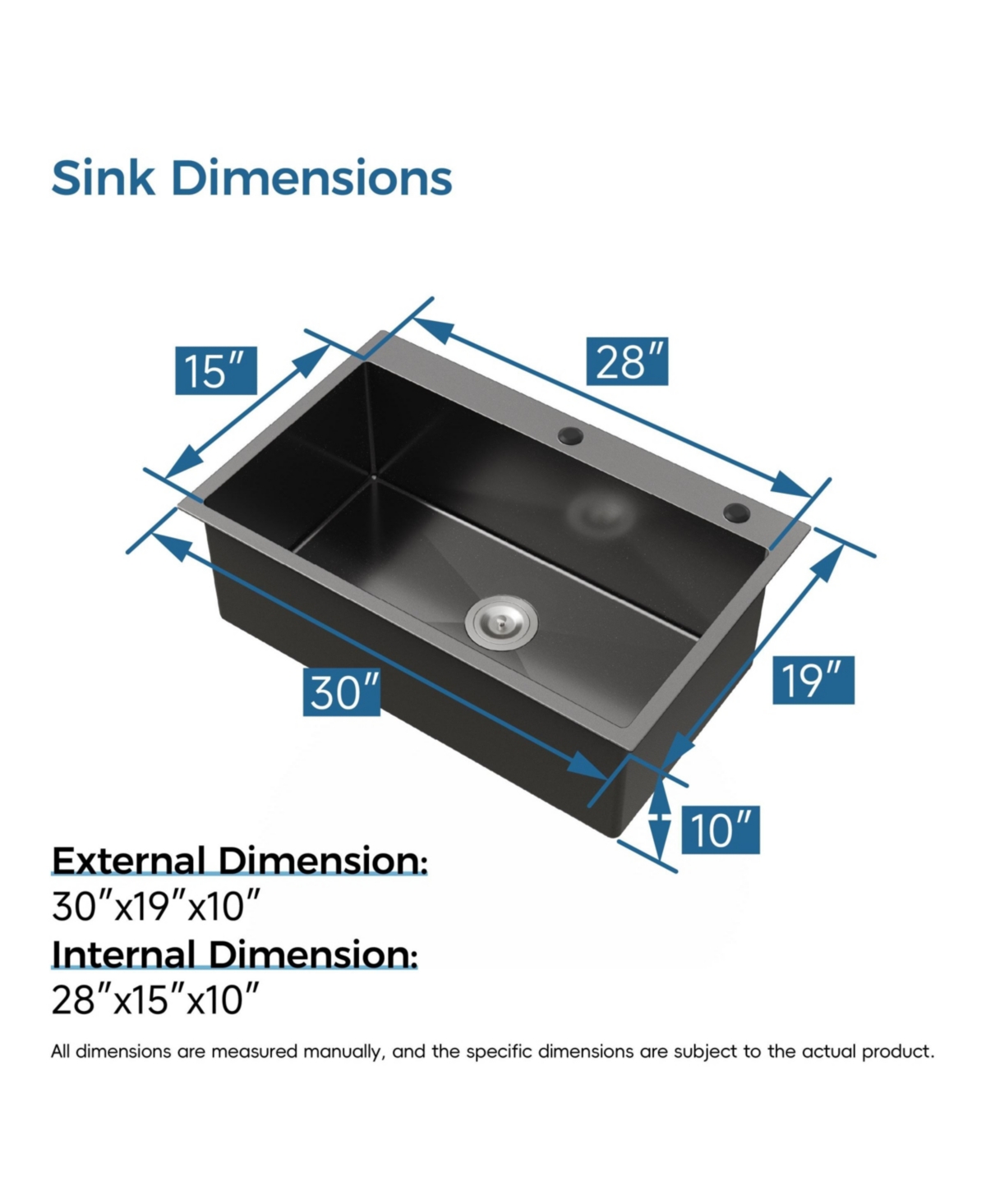 Flynama 30" x 19" Stainless Steel Single Bowl Overmount Kitchen Sink