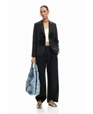 Women's Striped patch blazer