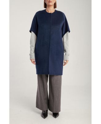 Women's Cashmere Short Sleeve Crew Neck Coat