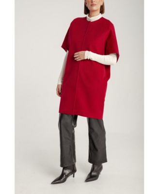 Women's Cashmere Short Sleeve Crew Neck Coat