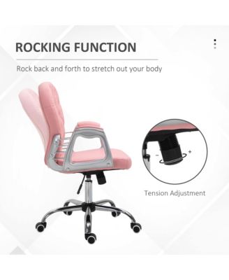 HOMCOM Vanity Office Chair Tufted Backrest Swivel Rolling Height Adjustable