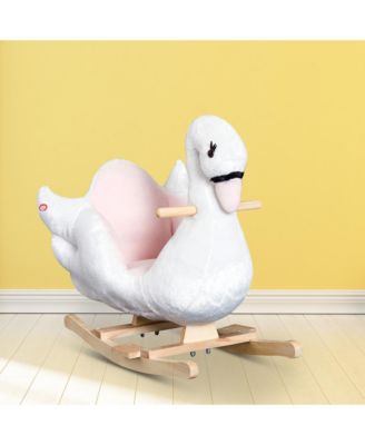 Baby Rocking Horse, Plush Animal Rocker w/ Realistic Sound, Pedals