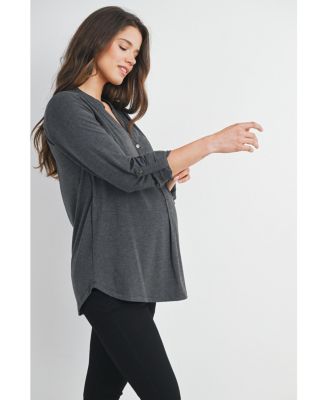 Maternity Henley V Neck Nursing Top