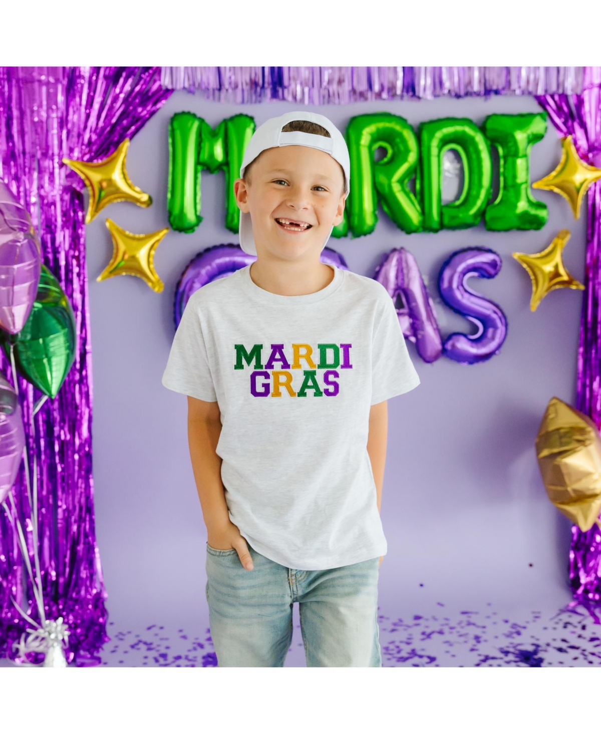 Sweet Wink Toddler Boys (2T-5T) Mardi Gras Patch Short Sleeve T-Shirt