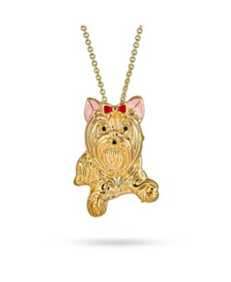Yorkshire Shih Tzu Dog Stud Earrings Pendant or Brooch Jewelry Set Gold Plated
