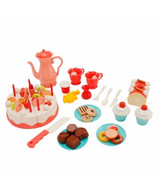 82-Piece Birthday Cake Playset for Kids with Light-Up Candle, Music & Cuttable Cake