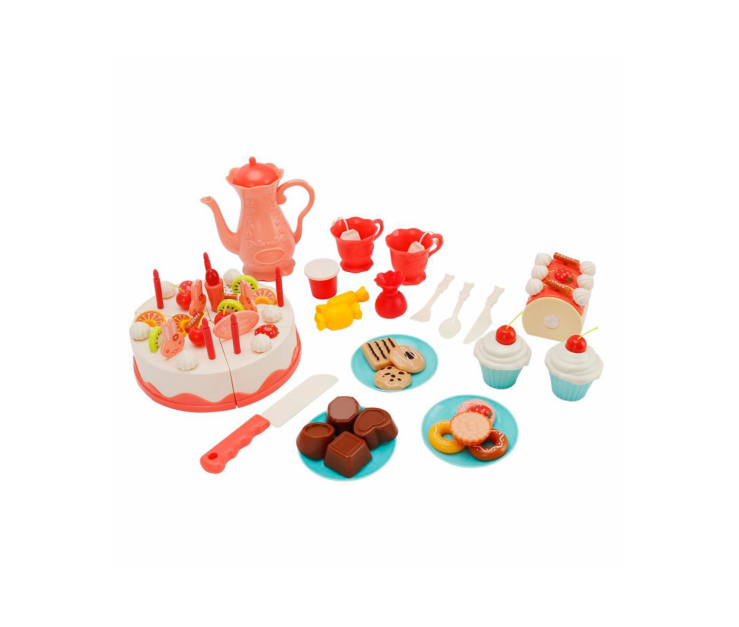 Детский игровой набор Bruce & Shark Birthday Cake Light-Up Candle & Music 82-Piece Playset, Ages 3+ — фото 1