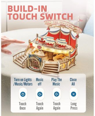 3D Wooden Puzzles for Adults-LED Wooden Music Box Kits-Wood Model Kits to Build-3D Puzzles for Teens and Adults-Christmas STEM Toy Gifts