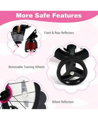 Kids Adjustable Training Bicycle with Dual Brake System Rubber Tires and Safety Features