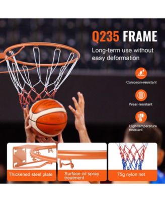 Basketball Rim Replacement, 18", Wall/Door Mount, Heavy-Duty Flex Rim w/ Net, Indoor/Outdoor