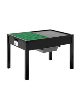 Kids Wooden Activity Table, Double-Sided Block Top w/ Storage Bins, Ages 3+