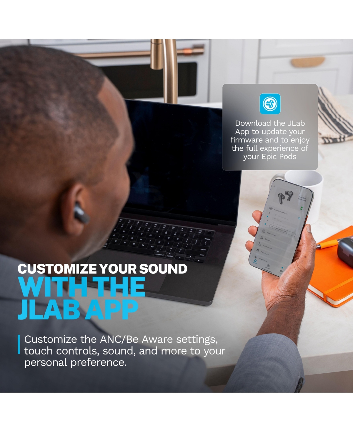 JLab Epic Pods Anc True Wireless Earbuds Black