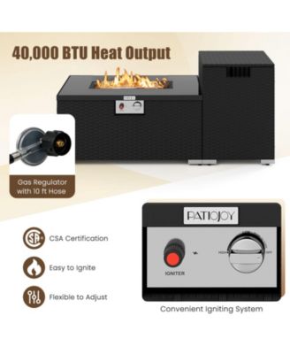 2-Piece Outdoor Rattan Fire Table with 32" Gas Firepit