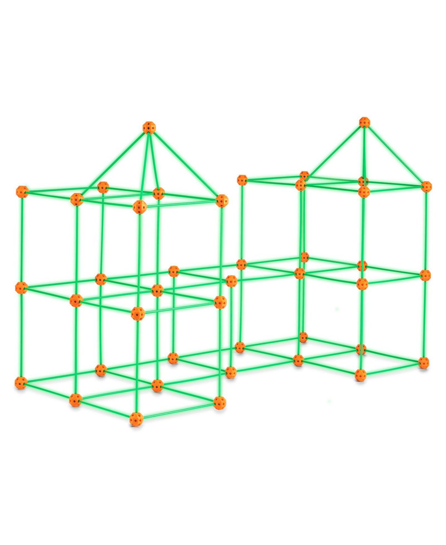 Детский конструктор Slickblue Glow Fort 140-Piece Glow-In-The-Dark Stem Building Kit, Ages 5+, цвет: Оранжевый / Зелёный — фото 7