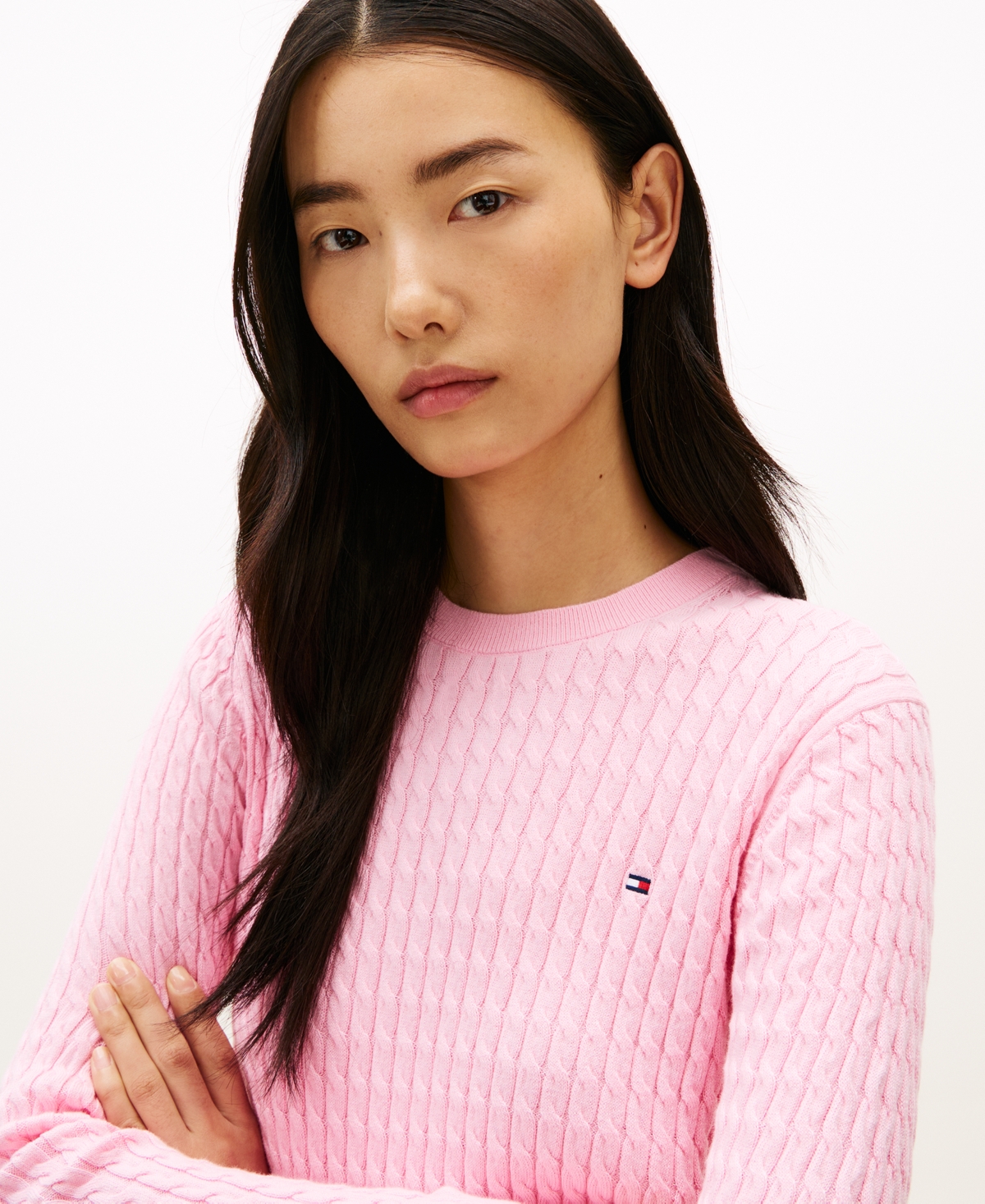 Tommy Hilfiger Women's Fine Gauge Cable Crewneck Top