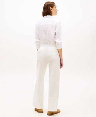 Women's Linen Wide-Leg Pull-On Pants