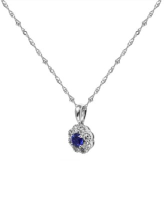 Sapphire (1/3 ct. t.w.) & Diamond (1/5 ct. t.w.) Pendant Necklace in 14k White Gold
