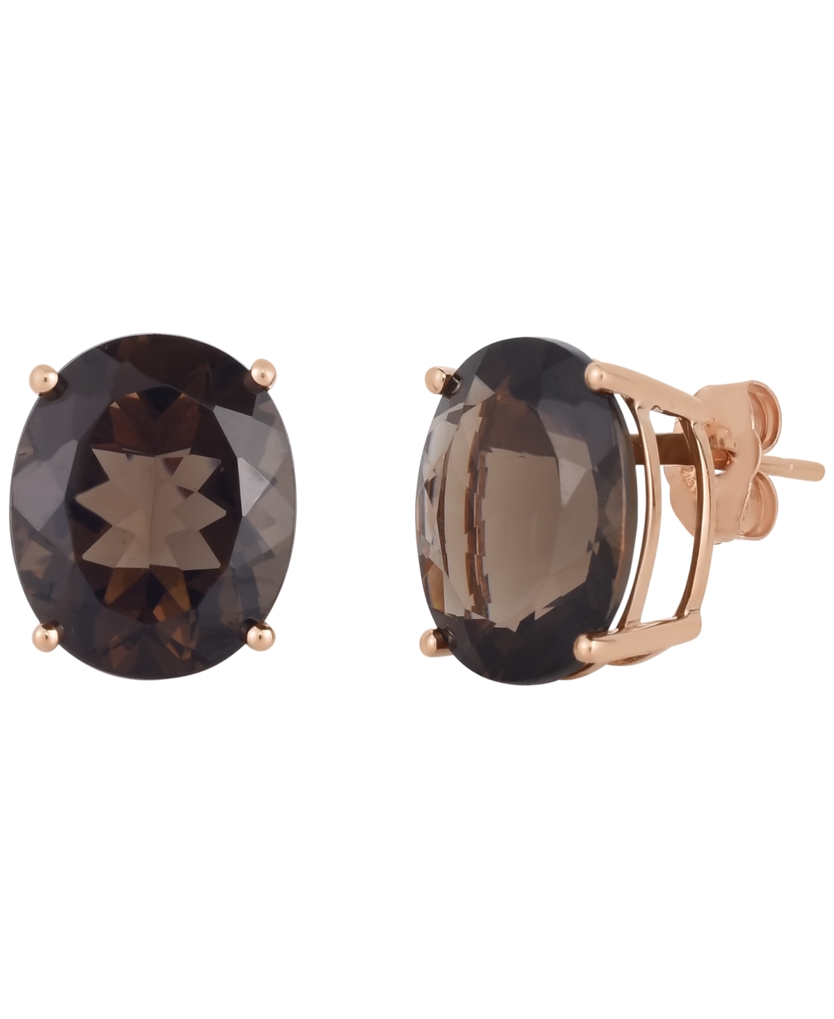 Macy's Smoky Quartz (8 ct. t.w.) Stud Earrings in 14k Rose Gold