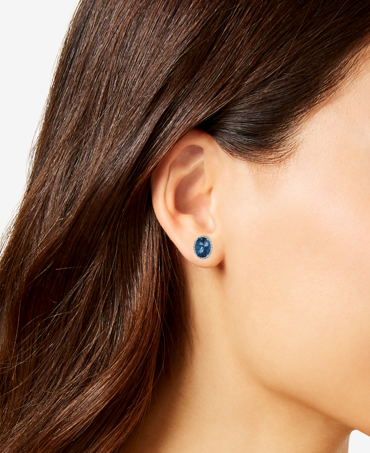 Macy's London Blue Topaz (4 ct. t.w.) & Diamond (1/6 ct. t.w.) Stud Earrings in 14k White Gold